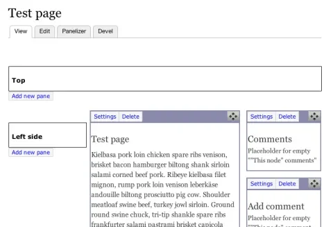 Screenshot of Panelizer editing a node