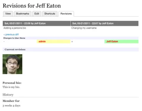 User Revision module with the Diff and User Diff modules installed.